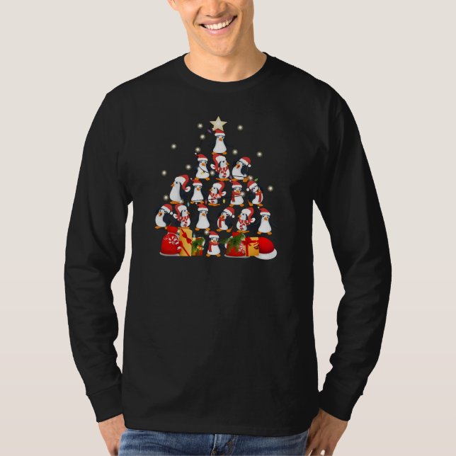 Pinguine Weihnachtsbaum T-Shirt (Vorderseite)