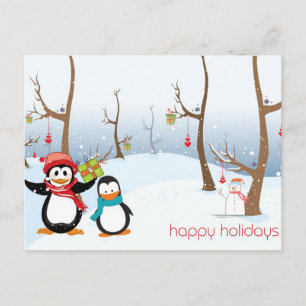 Pinguine Winterlandschaft, Frohe Feiertage Feiertagspostkarte
