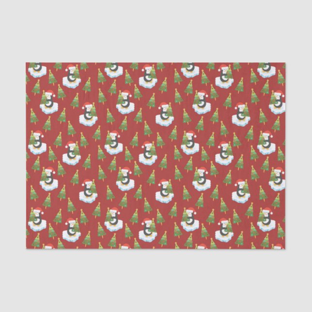 Pinguine zu Weihnachten Seidenpapier (Vorderseite)