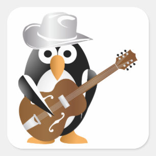 Pinguingitarrist Quadratischer Aufkleber