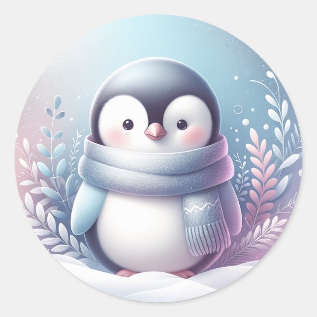 Pinguinkleber Runder Aufkleber (Vorderseite)