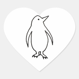 Pinguinkunst Original-Linie zeichnend frisch und e Herz-Aufkleber