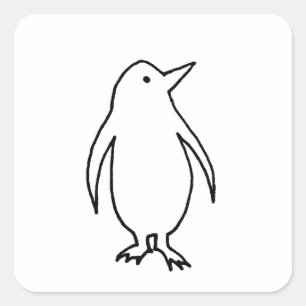 Pinguinkunst Original-Linie zeichnend frisch und e Quadratischer Aufkleber
