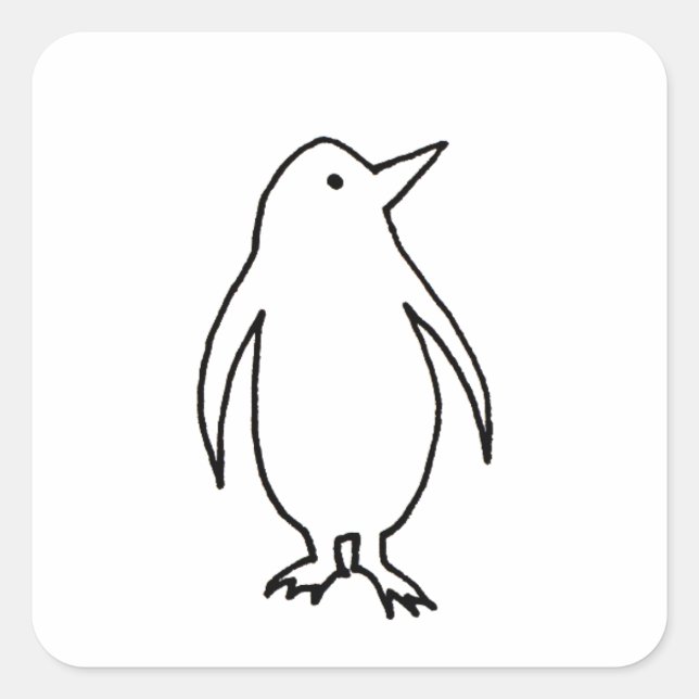 Pinguinkunst Original-Linie zeichnend frisch und e Quadratischer Aufkleber (Vorderseite)