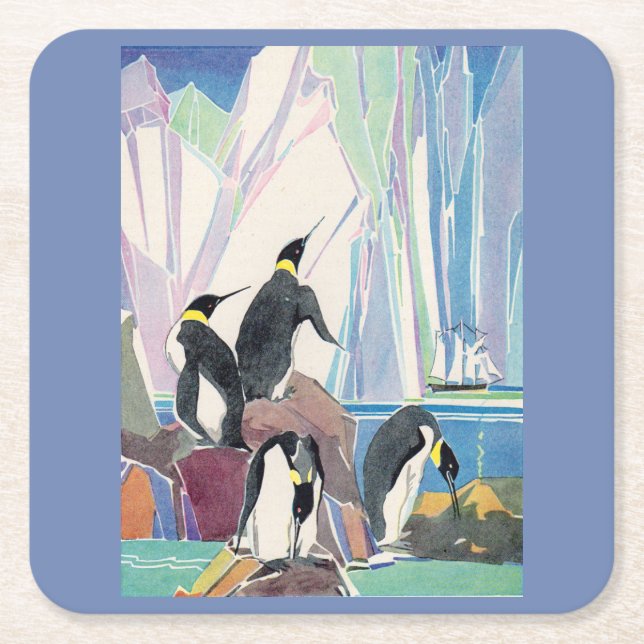 Pinguinland Rechteckiger Pappuntersetzer (Vorderseite)
