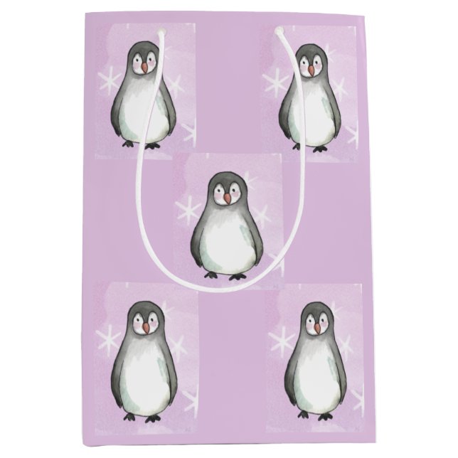 Pinguinmotiv Mittlere Geschenktüte (Vorderseite)