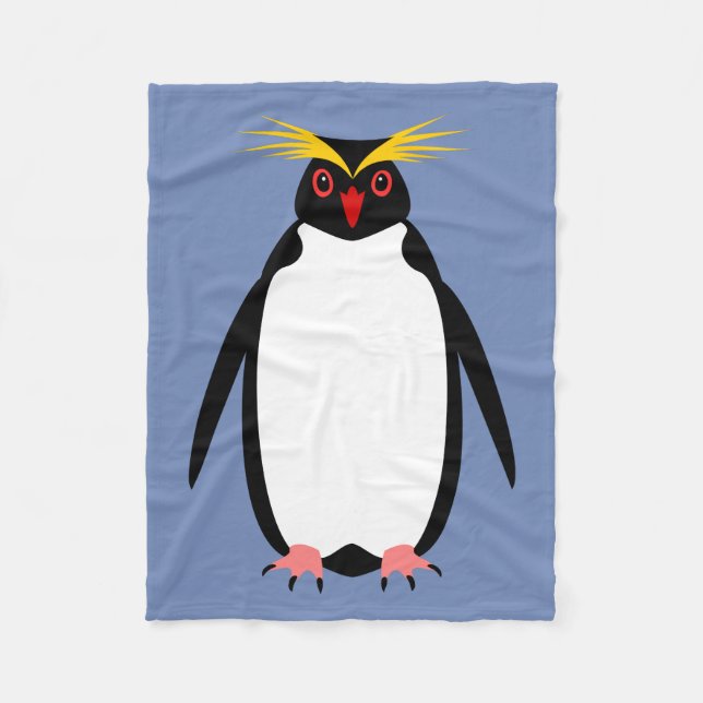 Pinguinrockhopper oder Makaroni Fleecedecke (Vorderseite)