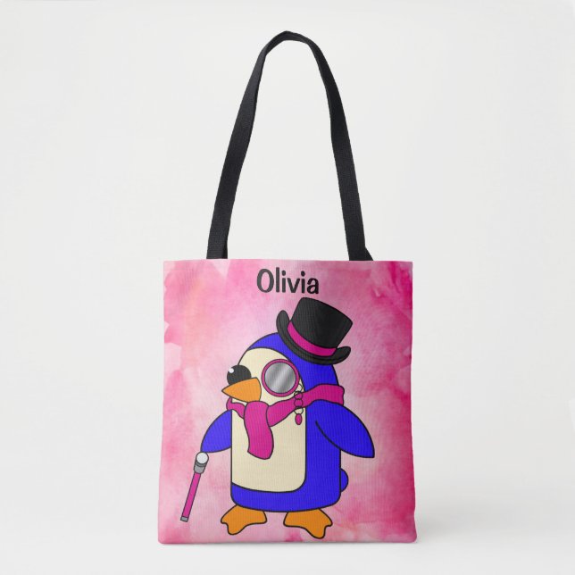 Pinguinrosa niedlicher Cartoon Tasche (Vorderseite)