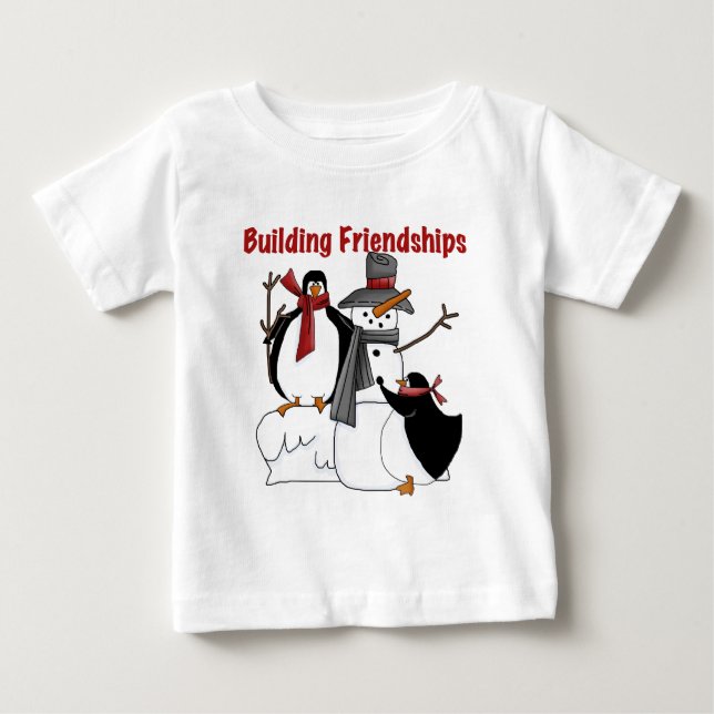 Pinguins Gebäude Freundschaftskleidung - Geschenke Baby T-shirt (Vorderseite)