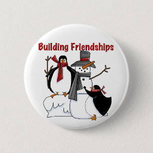 Pinguins Gebäude Freundschaftskleidung - Geschenke Button