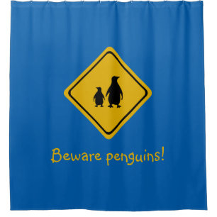 Pinguinstraßenschild - Duschvorhang