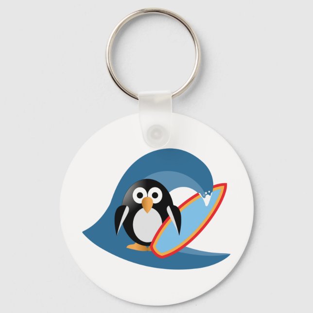 Pinguinsurfer Schlüsselanhänger (Vorderseite)