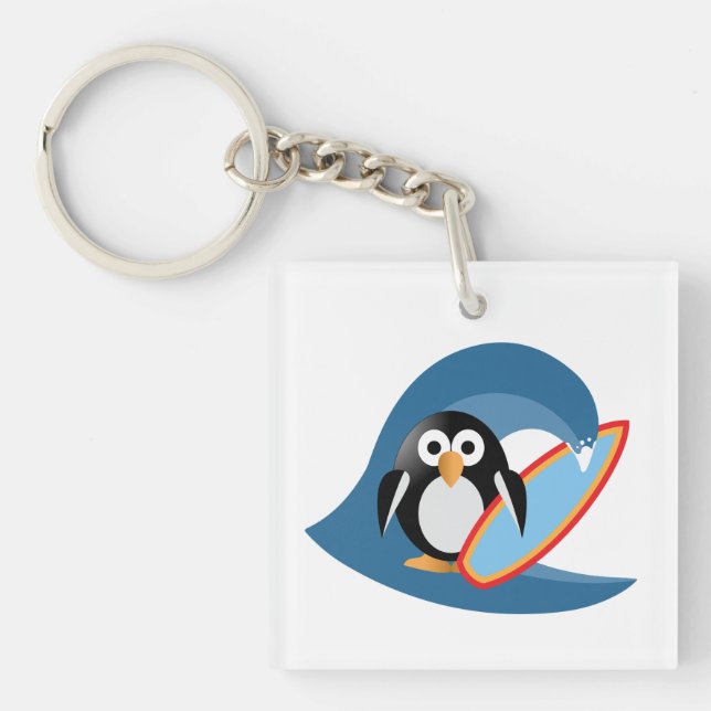 Pinguinsurfer Schlüsselanhänger (Vorderseite)