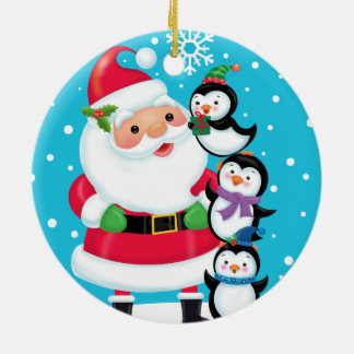 Pinguintotem Keramik Ornament