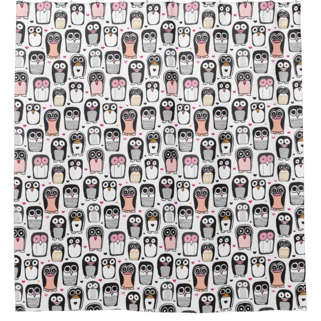 Pinguinvogel-Illustrationshintergrund Duschvorhang (Vorderseite)