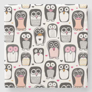 Pinguinvogel-Illustrationshintergrund Steinuntersetzer