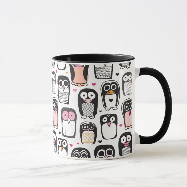 Pinguinvogel-Illustrationshintergrund Tasse (Rechts)