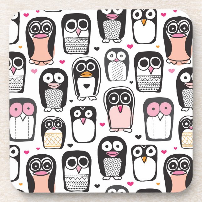 Pinguinvogel-Illustrationshintergrund Untersetzer (Vorderseite)