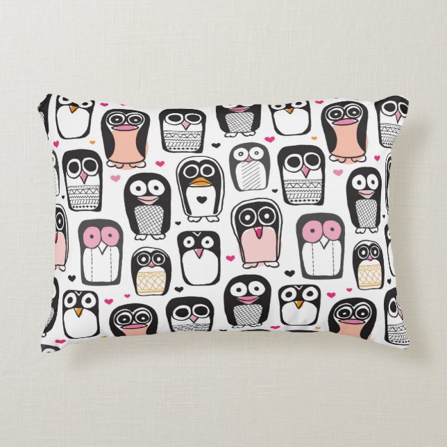 Pinguinvogel-Illustrationshintergrund Zierkissen (Vorderseite)