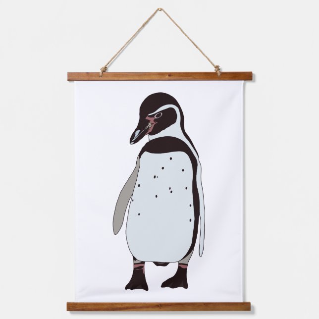 Pinguinwand Wandteppich Mit Holzrahmen (Vorderseite)