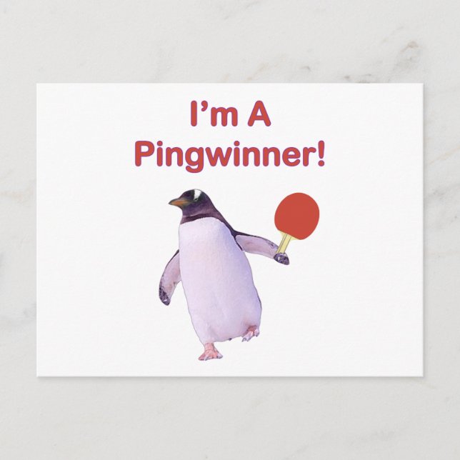 Pingwinner Penguin Ping Pong Postkarte (Vorderseite)