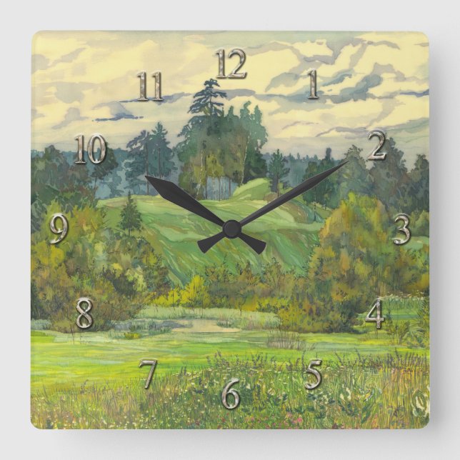 Pinien Quadratische Wanduhr (Vorderseite)