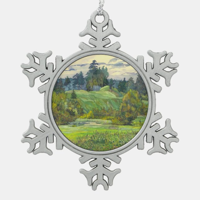 Pinien Schneeflocken Zinn-Ornament (Vorderseite)