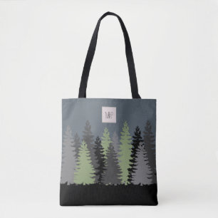 Pinienbäume aus Wäldern mit Monogramm Tasche