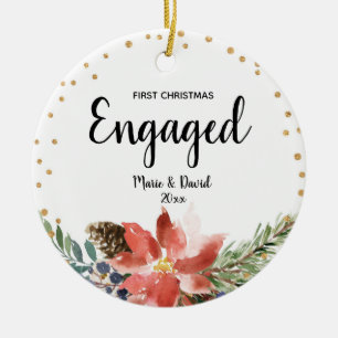 Pinienbäume Blume Verlobte Weihnachten Keramik Ornament