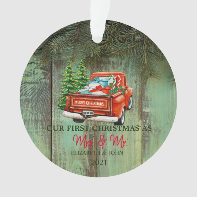 Pinienbäume, Holz, unsere ersten Weihnachten Ornament (Vorderseite)