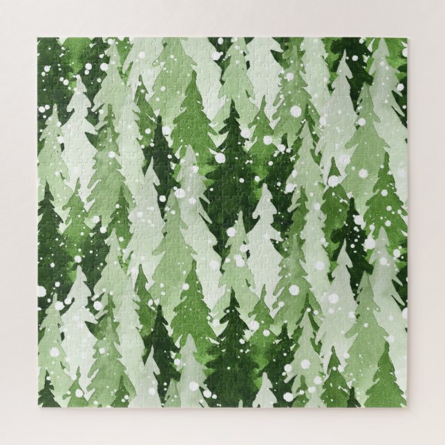 Pinienbäume Schnee: Weihnachten in Aquarellen. (Vertikal)