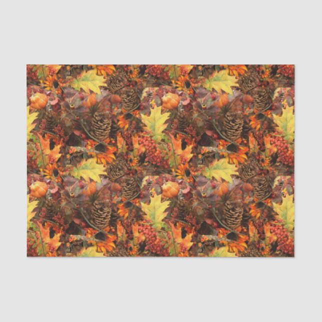 Pinienbäume und Herbstbänke Seidenpapier (Vorderseite)