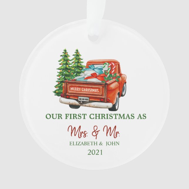 Pinienbäume - unser erster Weihnachtsurlaub Ornament (Vorderseite)