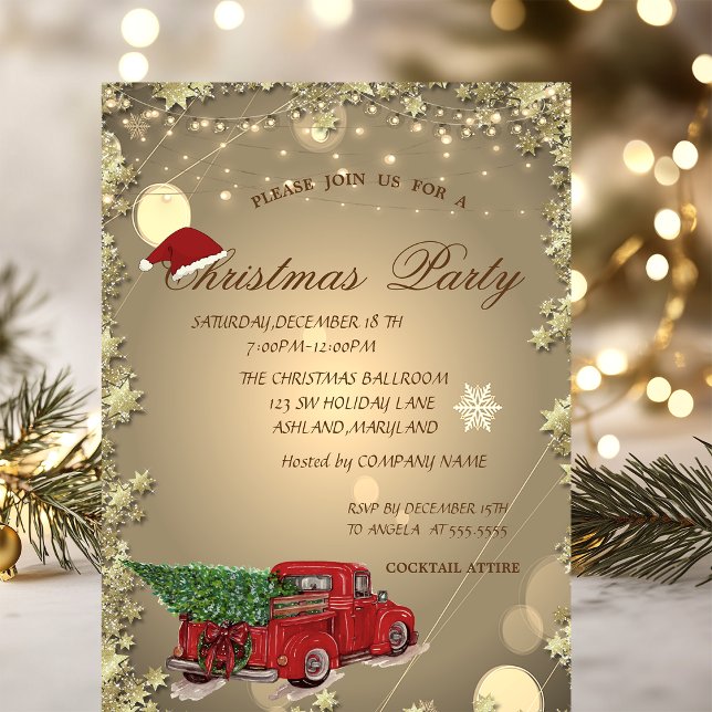 Pinienbäume, Weihnachtsmannmütze Weihnachten Party Einladung (Von Creator hochgeladen)