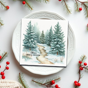 Pinienwald im Winter Brautparty Serviette