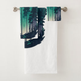 Pinienwald-Landschaft Badhandtuch Set