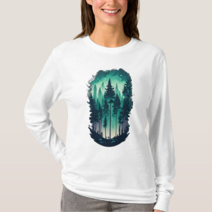 Pinienwald Landschaft Frauen lange Schläfchen T - T-Shirt