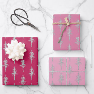 Pinienwald Rosa Himbeere Geschenkpapier Set