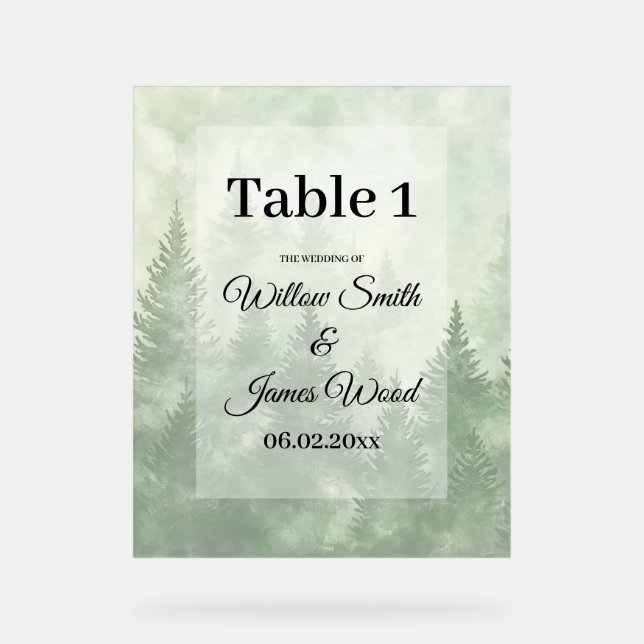Pinienwald Rustikale Minimalistische Landhochzeit Acrylschild (Vorderseite)