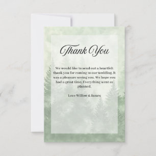 Pinienwald Rustikale Minimalistische Landhochzeit Dankeskarte