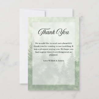 Pinienwald Rustikale Minimalistische Landhochzeit Dankeskarte