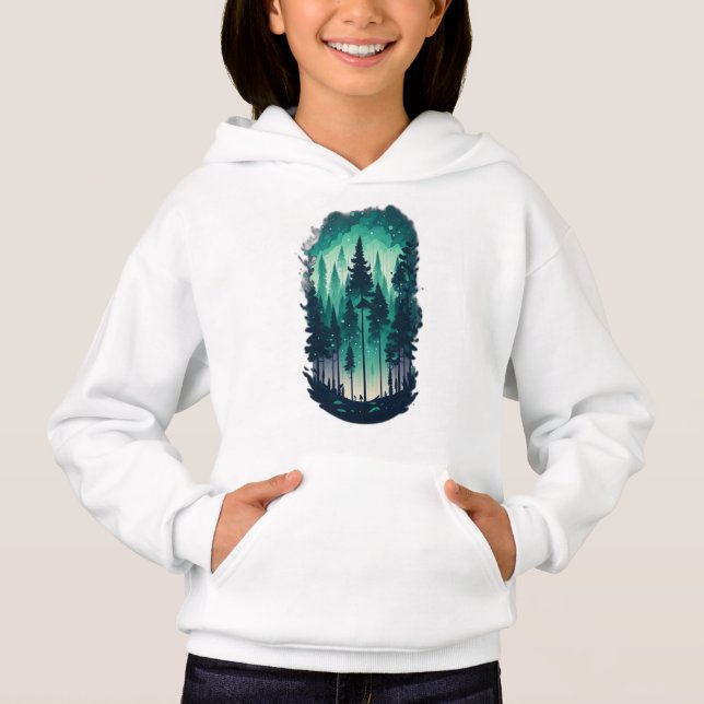 Pinienwaldlandschaft Girl's Hoodie (Vorderseite)