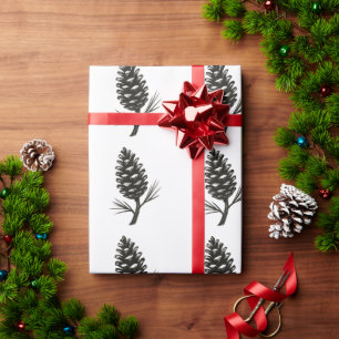 Pinienzapfen – Winterwald-Natur-Tintentdesign auf  Geschenkpapier