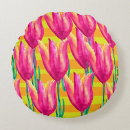 Pinik Tulips Muster Rundkissen Rundes Kissen