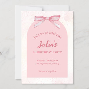 Pink 1. Geburtstag Party Einladung Girl