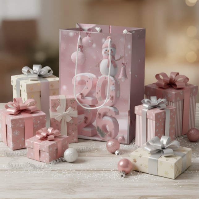 Pink 2026 Christmas & New Year Gift Bag Mittlere Geschenktüte (Von Creator hochgeladen)