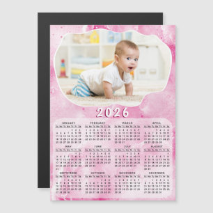 Pink 2026 Magnetic Calendar Benutzerdefiniertes Fo Magnetkarte