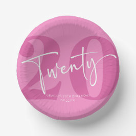 Pink 20. 20. Geburtstagspartei Pappteller