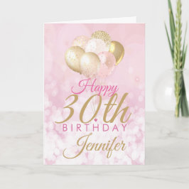 Pink 30. Geburtstag Glitzer Ballon Karte