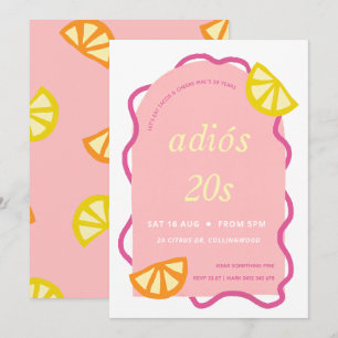 Pink 30. Geburtstag Mexikanisches Adios 20er Party Einladung